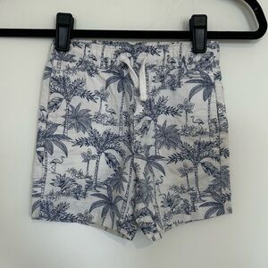 Kids' Tropical Print Drawstring Shorts - White/Navy